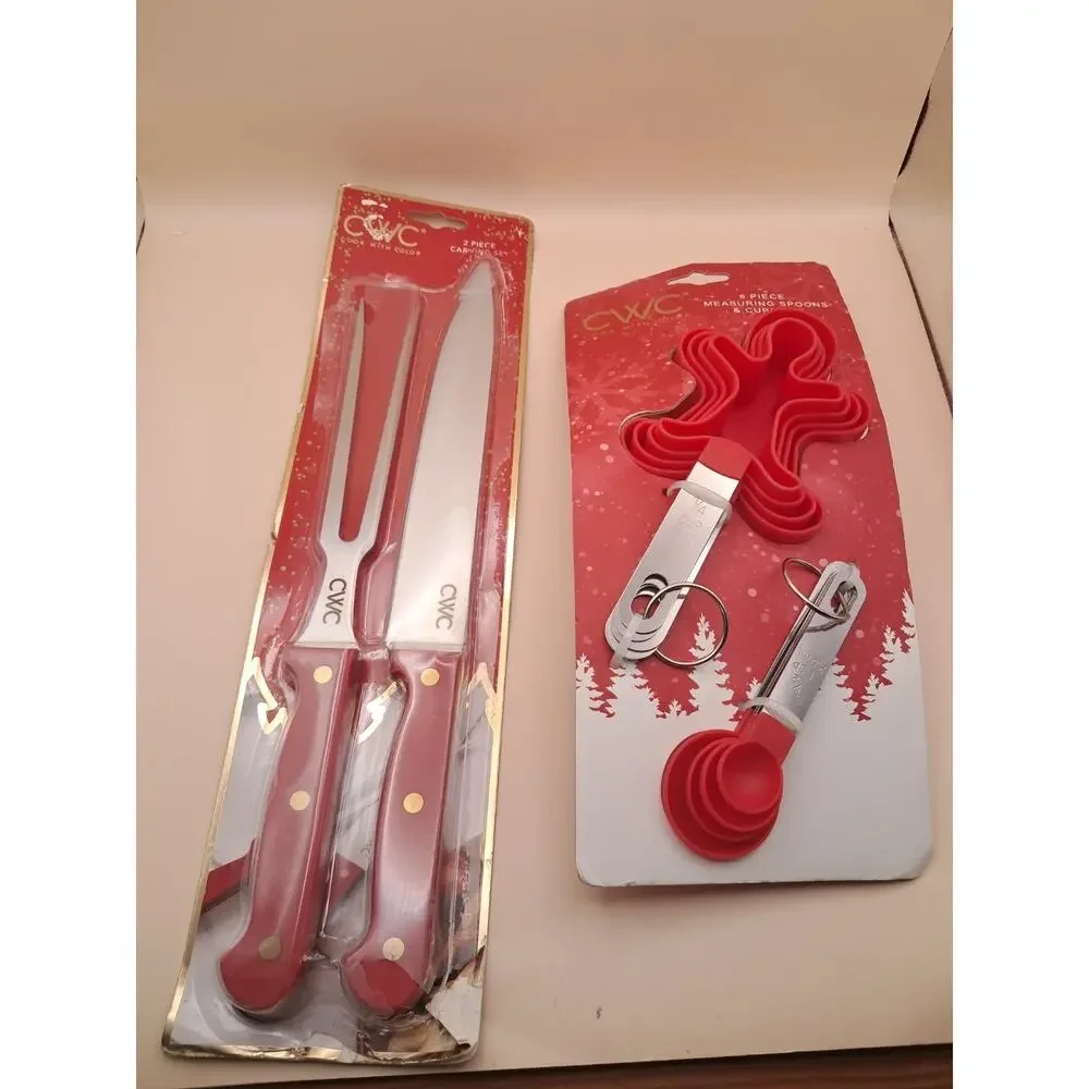 CWC Cook with Color 8 Piece Measuring Spoons and Cups Set and Knife grill set